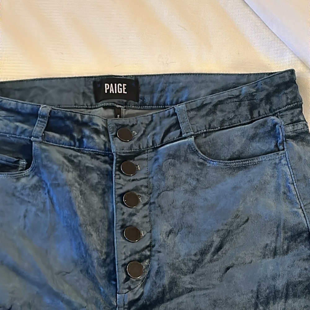 Paige-Velvet Pants Hoxton  blue  Button Front Excellent Condition size READ! - Picture 4 of 16